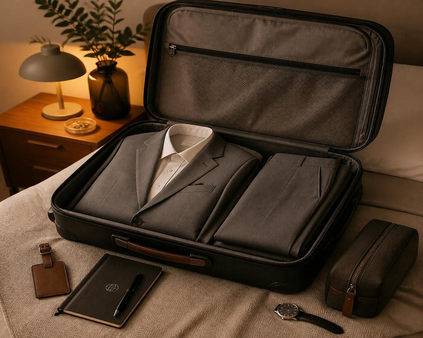 découvrez nos astuces pour plier un costume dans une valise sans plis et voyager léger en toute élégance.